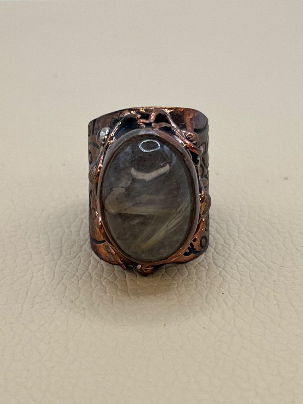 Handmade Mexican Copper Rutilated Quartz Statement Ring